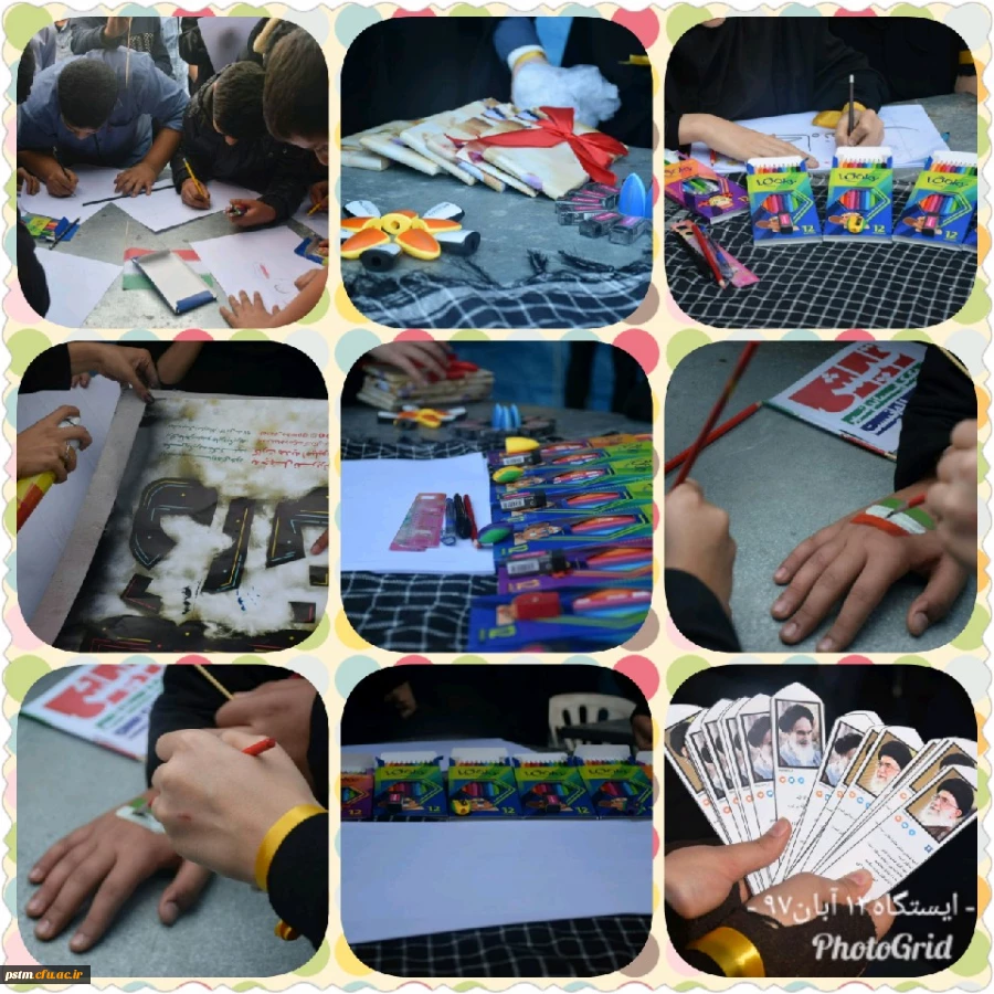 به همت بسیج دانشجویی پردیس برگزار شد: نمایشگاه نقاشی و فرهنگی در مسیر راهپیمایی 13 آبان 2