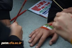 به همت بسیج دانشجویی پردیس برگزار شد: نمایشگاه نقاشی و فرهنگی در مسیر راهپیمایی 13 آبان 7