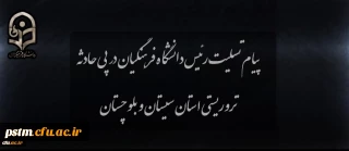 پیام تسلیت رئیس دانشگاه در پی حادثه تروریستی استان سیستان و بلوچستان