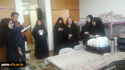 بازدید سرپرست و کارکنان حوزه دانشجویی و نظارت پردیس از سرای دانشجویی جهت انتخاب اتاق برتر به مناسبت هفته سرای دانشجویی