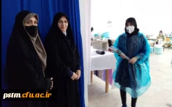 بازدید مسئولین پردیس فاطمه الزهرا(س)  از کارگاه گروه جهادی تولید ماسک  و لباس کادر درمان با همت دانشجویان پردیس 2